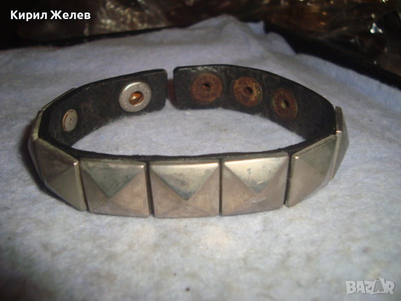СТАРА РОКЕРСКА КОЖЕНА ХЕВИ МЕТЪЛ СТИЛ ГРИВНА с МЕТАЛНИ ПЛОЧКИ 29097, снимка 1
