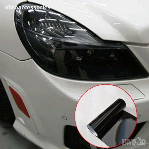 3000050050 Протекторно фолио за фарове и стопове 40см - Прозрачно черно гланц, снимка 1