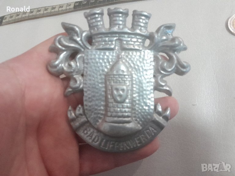 Стар немски герб, крепост, цам, pewter,, снимка 1