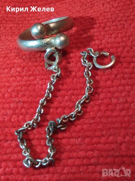 Сребърен пръстен дамски със синджирче - 11938, снимка 1
