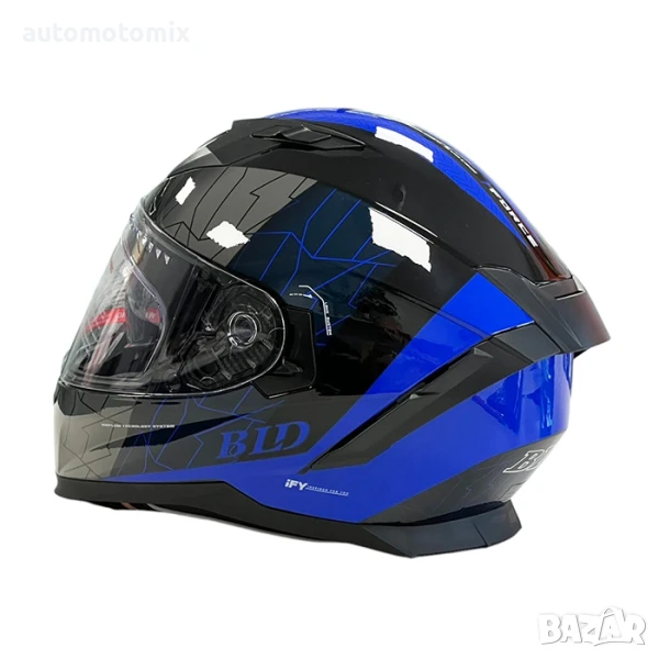 КАСКА ЗА МОТОР С ОЧИЛА, Размери S, M, L, XL - Черно/Син - 721431, снимка 1