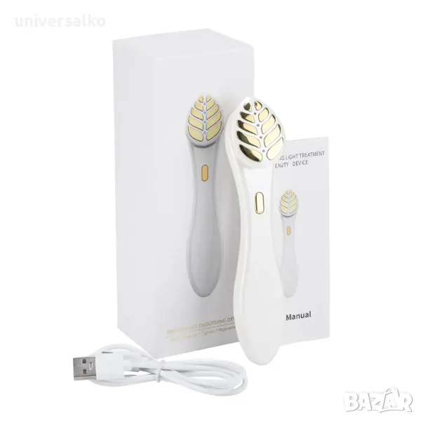 Уред за лице и шия с EMS , микроток, вибрация, червена и синя светлина, снимка 1