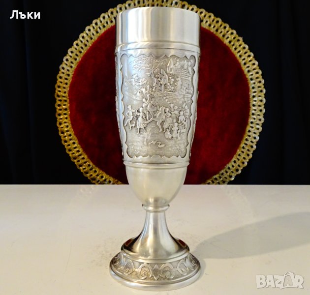 Бокал от калай с идилични картини от селския живот. , снимка 1