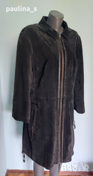 Манто ”Ulla Popken” / естествен велур и кожа / голям размер , снимка 1