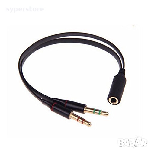 Преходник от Ст. жак с микрофон женски към 2 ст. жака мъжки 3.5мм Digital One SP00175 aux26, снимка 1