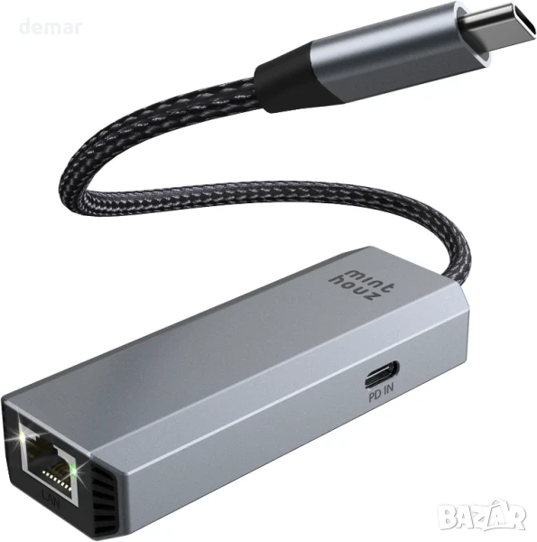 Minthouz USB C към Ethernet адаптер, 5G кабелен мрежов адаптер, снимка 1