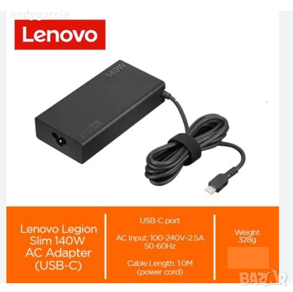 Lenovo Legion Slim 140W USB-C 20V 7.0A 328g зарядно за лаптоп тайп це 140 вата 7 ампера , снимка 1