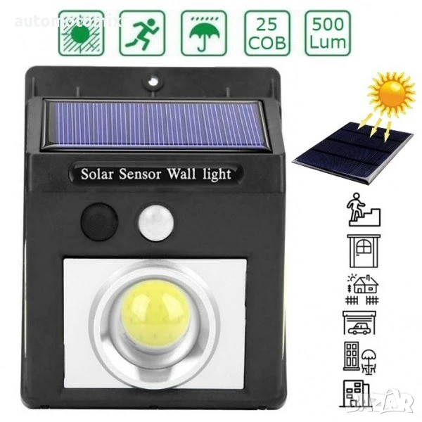 Лед лампа със соларен панел и датчик за движение 1бр. - 3032, снимка 1