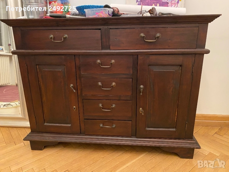 Мебели от тиково Дърво Шкаф скрин 2 бр библиотека витрина бюфет стелаж масив , снимка 1