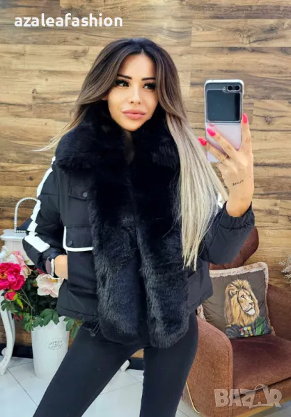 Дамско яке шушляк с пухкава яка, снимка 1