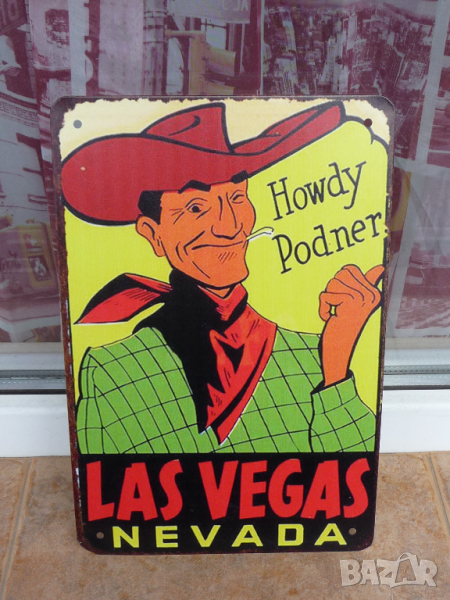 Метална табела Las Vegas Лас Вегас Невада хазарт каубой пура, снимка 1