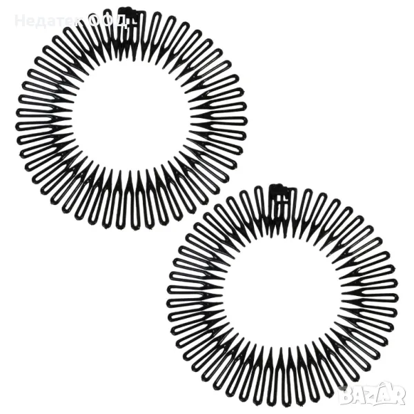 Гребен, Дамски, Кръгъл, Черен, 2 бр., снимка 1