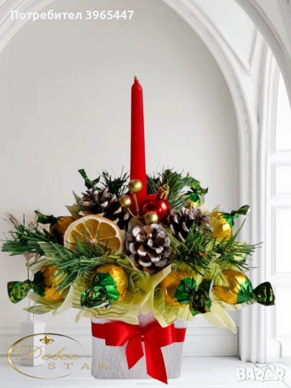 Коледен свещник с италиански бонбони, снимка 1