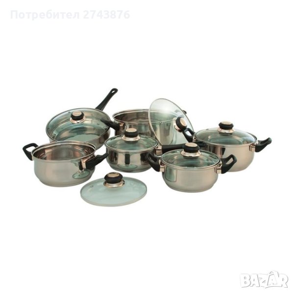 КОМПЛЕКТ МЕТАЛНИ ТЕНДЖЕРИ - СТЪКЛЕН КАПАК RUBINO, снимка 1