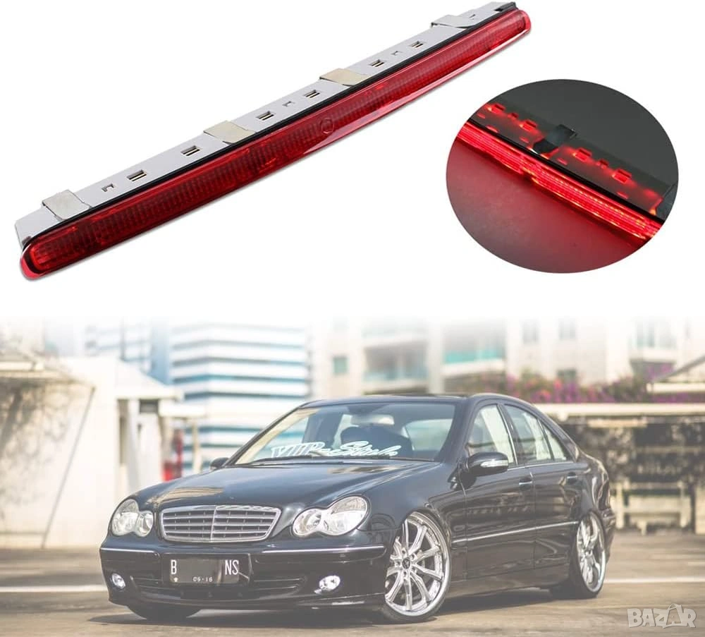 Заден стоп за Mercedes C W203, C180, C200, C220, червен, LED, задна светлина, среден стоп, багажник, снимка 1