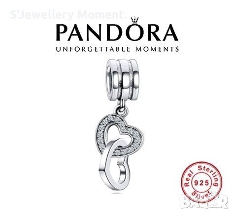 Пандора 925 сребърен талисман Pandora Interlocking Hearts Charm, снимка 1