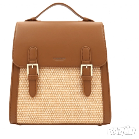 Кокетна дамска раничка, със сламени детайли, снимка 3 - Раници - 52112817