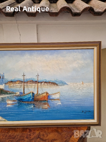 Превъзходна огромна антикварна майсторска авторска картина масло върху платно , снимка 4 - Антикварни и старинни предмети - 52648304