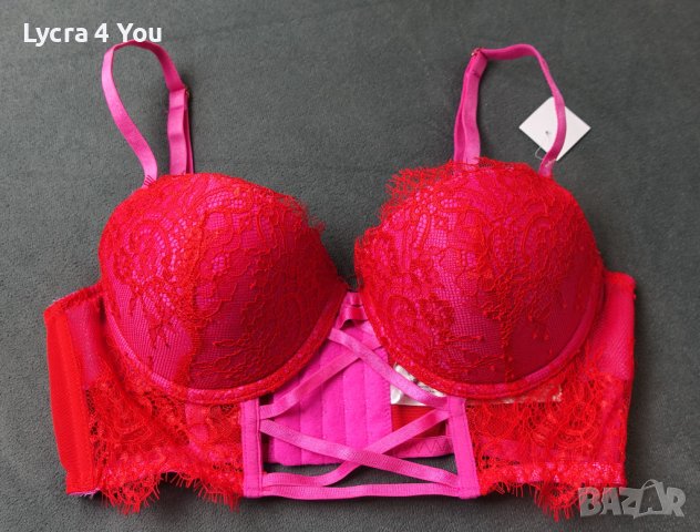 Ann Summers 70B нов дамски сутиен в цикламено с червена дантела и тюл, снимка 1