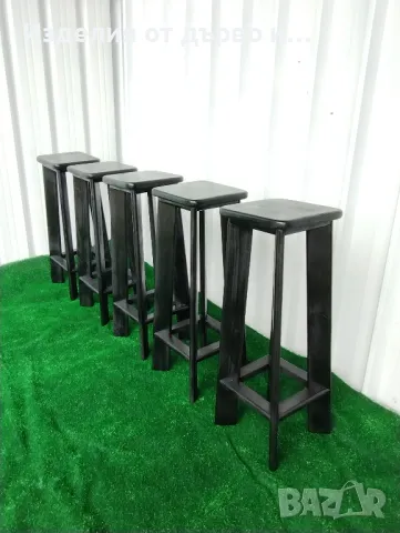 Дървени бар столове от масив , снимка 3 - Столове - 50287930