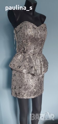 Сребриста рокля за повод с корсет "Bik Bok" , снимка 1 - Рокли - 43211405