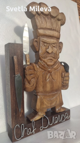 Шеф Дуенде/Chef Duende – двулицева дърворезба /дърворезбена скулптура/, снимка 2 - Декорация за дома - 52845514