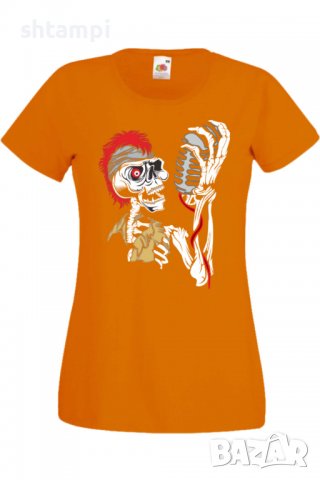 Дамска Тениска Sceleton singer,Изненада,Повод,Подарък,Празник, снимка 4 - Тениски - 37639423