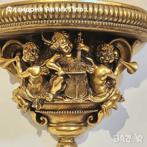 Декоративна конзола с барокови мотиви – музиканти амурчета, снимка 2 - Декорация за дома - 49644693