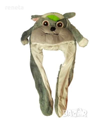 Шапка Dog patrol, Плюшена, Светеща, Мърдащи уши, Сиво, снимка 1