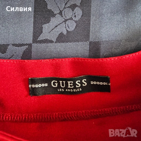 Червена лачена дълга плисирана пола "Guess" лъскава солей М-L размер, снимка 6 - Поли - 52409952