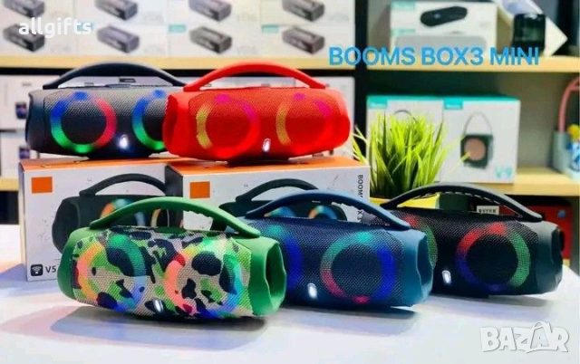 Booms Box 3 Mini: Преносима Bluetooth Колонка с LED RGB Осветление