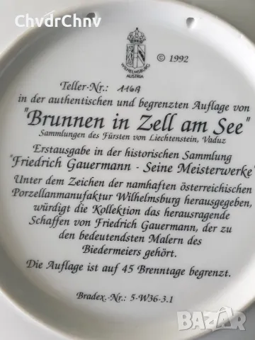 4бр Wilhelmsburg австрийска колекционерска декоративна порцеланова чиния-картина/селски пейзажи, снимка 7 - Картини - 48126466