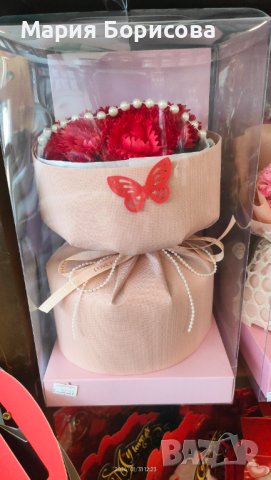 Букет от сапунени цветя, снимка 3 - Романтични подаръци - 44070486