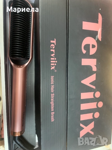 Четка за изправяне на коса Terviiix / 230°С / Розово злато, снимка 8 - Други - 52331675