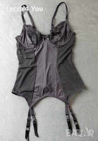Petite Fleur 75В/C луксозен черен корсет с пришити/вградени жартиери, снимка 12 - Бельо - 43291706