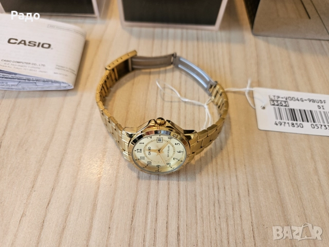 Часовник CASIO LTP-V004-9BUDF НОВ Дамски аналогов златист кварцов JAPAN с дата водоустойчив позлатен, снимка 7 - Дамски - 52795325