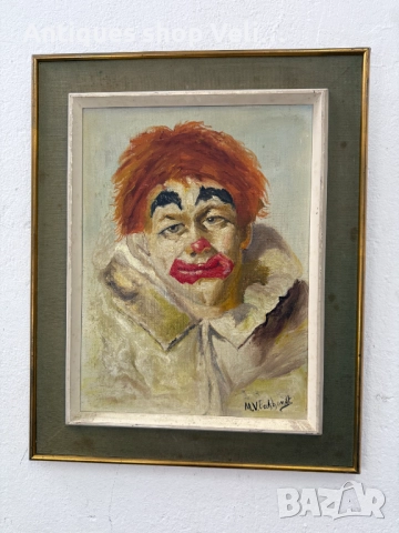 Авторска картина "Тъжен клоун" №7403 картина рисувана върху платно. Много добро с