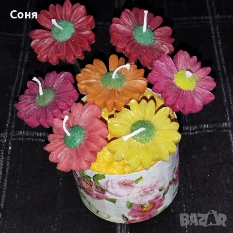 Аранжировка с ароматни  восъчни свещи , снимка 7 - Подаръци за жени - 53574806