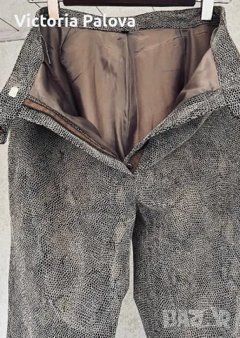 Модерен кожен панталон змийски принт естествена кожа, снимка 9 - Панталони - 49330490