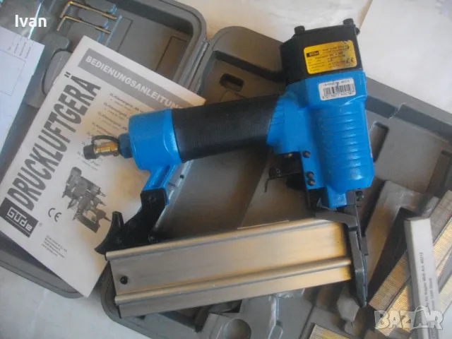 GUDE Пневматичен такер за пирони до 50мм немски оригинал 2004 г. Отличен комплект професионален 