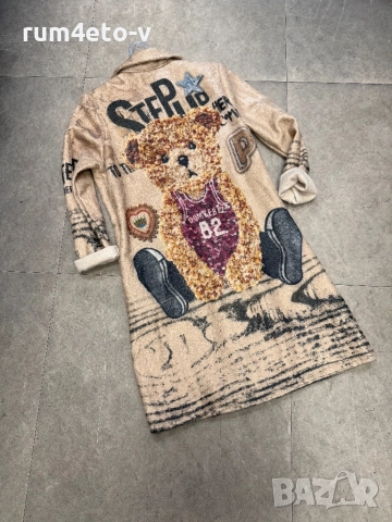 Палто с мече в 2 цвята, снимка 3 - Палта, манта - 52435535