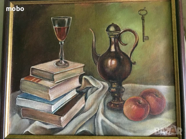 Картина „Натюрморт“ , маслени бои/платно, снимка 2 - Картини - 50443770