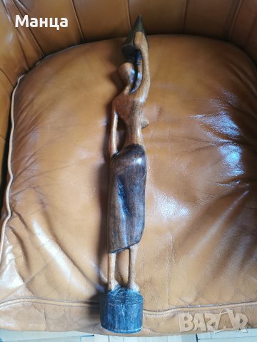 Дървена Африканска фигура, снимка 3 - Антикварни и старинни предмети - 42957202