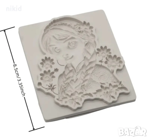 Елза от Замръзналото Кралство Frozen момиче с плитки силиконов молд форма фондан декор украса, снимка 2 - Форми - 52407102