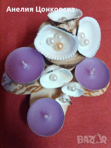 Троен арт свещник,ръчно изработен, снимка 1