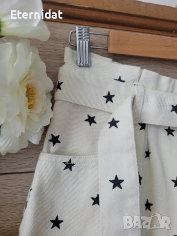 Къси панталони с висока талия на звездички , снимка 2 - Къси панталони и бермуди - 51307932