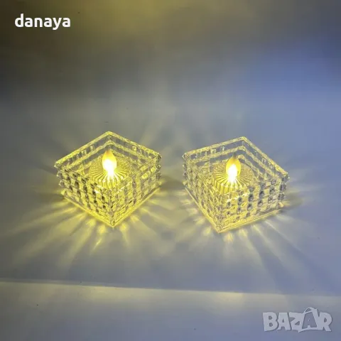 5423 Квадратна електронна свещ, 6 см, снимка 2 - Декорация за дома - 47841369