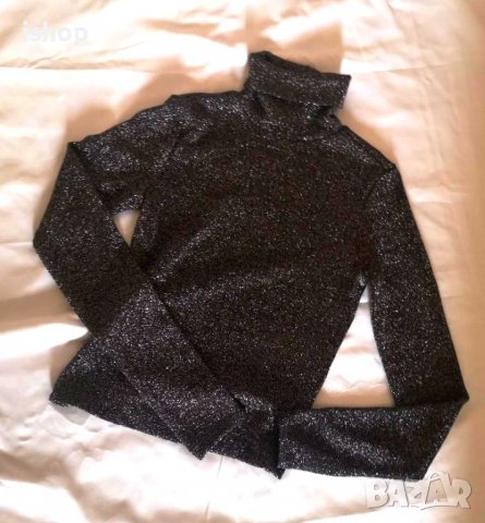 Лъскава Блуза Черен/Сребрист, снимка 4 - Блузи с дълъг ръкав и пуловери - 39299168