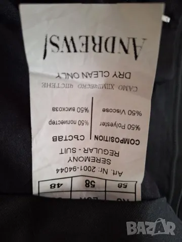 Нов мъжки костюм Андрюс,номер 58,ръкавели и папионка, снимка 4 - Костюми - 50392845