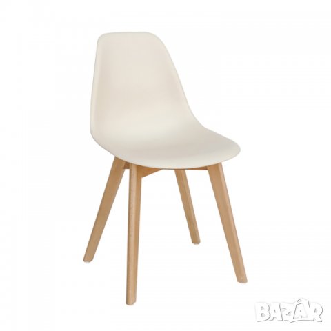 кремав модерен стол- светло бежов, снимка 1 - Столове - 27618490